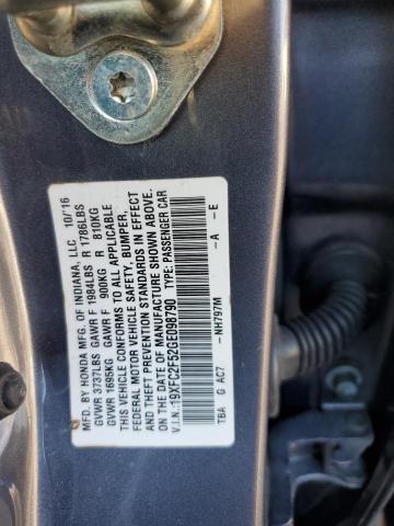 Photo 12 VIN: 19XFC2F52GE098790 - HONDA CIVIC LX 