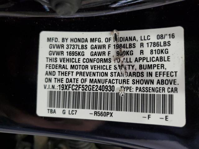 Photo 11 VIN: 19XFC2F52GE240930 - HONDA CIVIC LX 