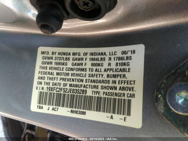 Photo 8 VIN: 19XFC2F52JE035289 - HONDA CIVIC 