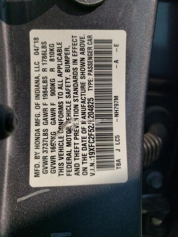 Photo 9 VIN: 19XFC2F52JE204825 - HONDA CIVIC LX 