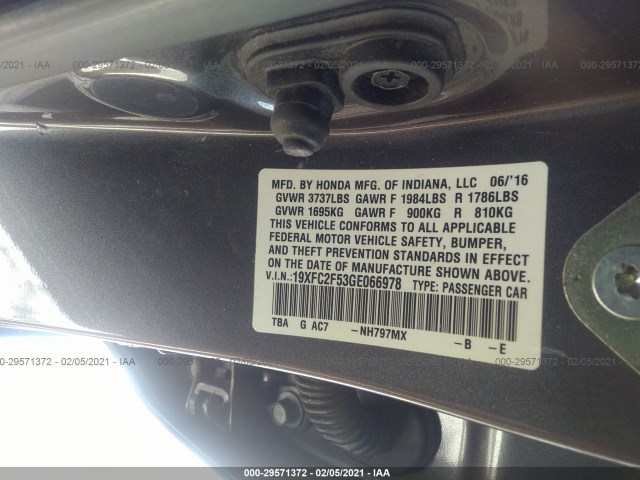 Photo 8 VIN: 19XFC2F53GE066978 - HONDA CIVIC SEDAN 