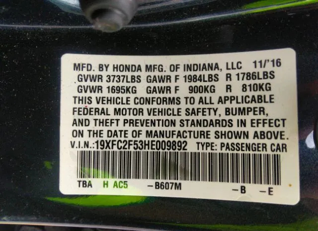 Photo 8 VIN: 19XFC2F53HE009892 - HONDA CIVIC SEDAN 