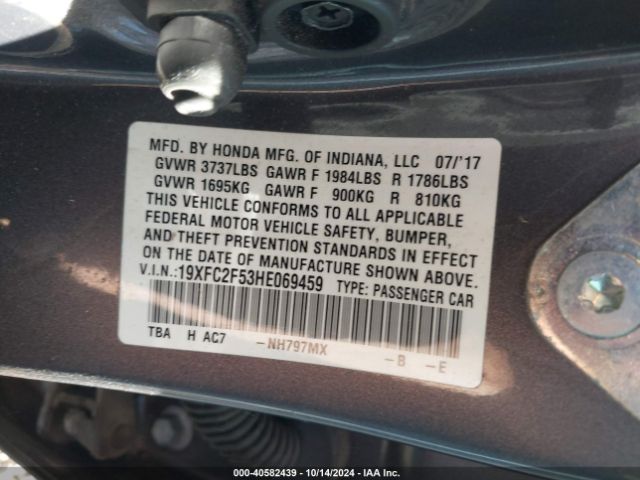 Photo 8 VIN: 19XFC2F53HE069459 - HONDA CIVIC 