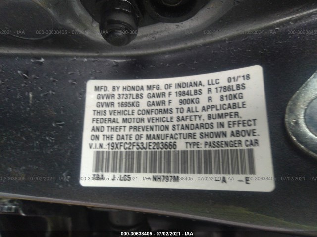 Photo 8 VIN: 19XFC2F53JE203666 - HONDA CIVIC SEDAN 