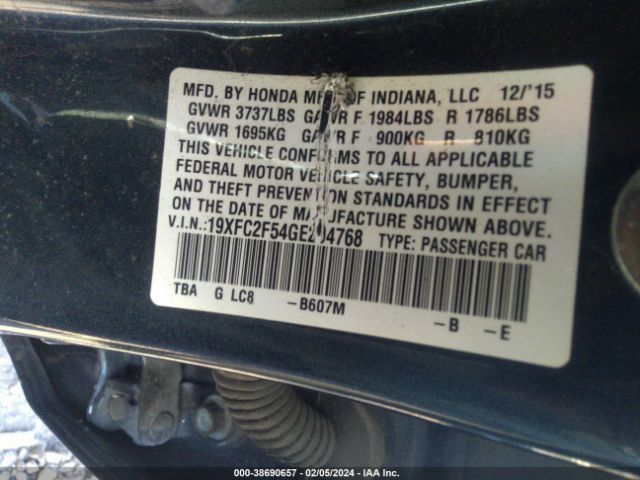 Photo 8 VIN: 19XFC2F54GE204768 - HONDA CIVIC 