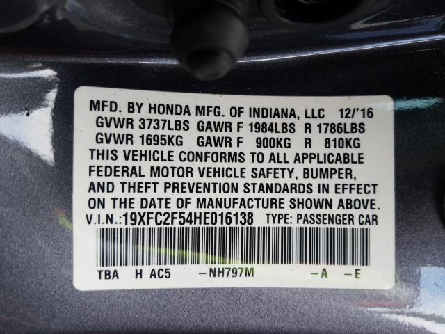 Photo 9 VIN: 19XFC2F54HE016138 - HONDA CIVIC LX 