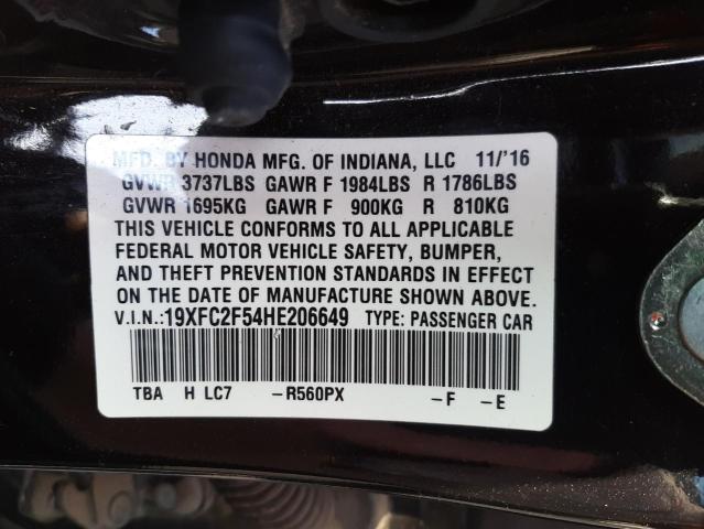 Photo 9 VIN: 19XFC2F54HE206649 - HONDA CIVIC LX 