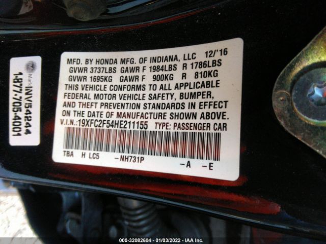 Photo 8 VIN: 19XFC2F54HE211155 - HONDA CIVIC SEDAN 