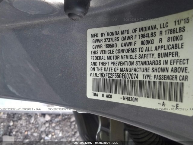 Photo 8 VIN: 19XFC2F55GE007074 - HONDA CIVIC SEDAN 