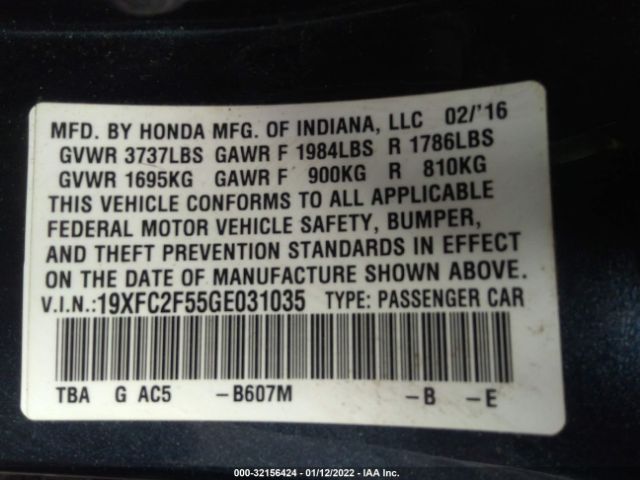 Photo 8 VIN: 19XFC2F55GE031035 - HONDA CIVIC SEDAN 