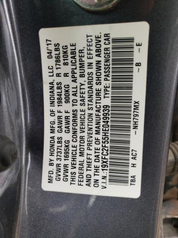 Photo 9 VIN: 19XFC2F55HE049939 - HONDA CIVIC LX 