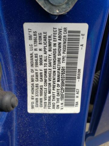 Photo 11 VIN: 19XFC2F55HE076591 - HONDA CIVIC LX 