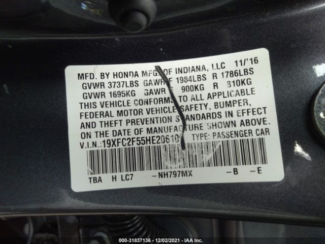 Photo 8 VIN: 19XFC2F55HE206109 - HONDA CIVIC SEDAN 