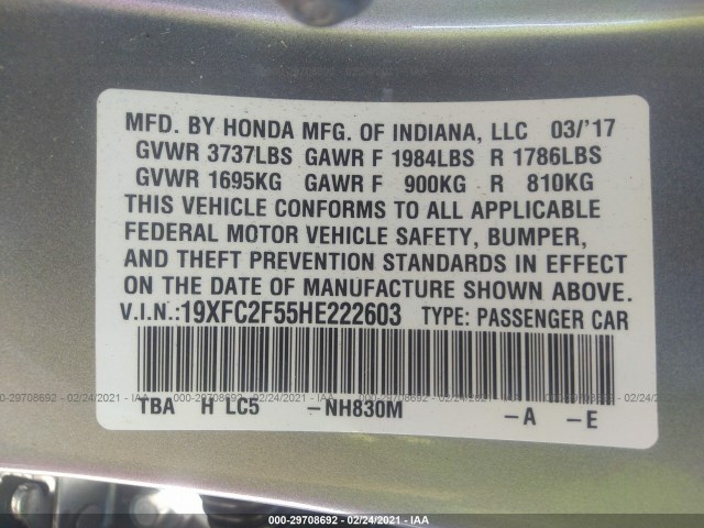 Photo 8 VIN: 19XFC2F55HE222603 - HONDA CIVIC SEDAN 