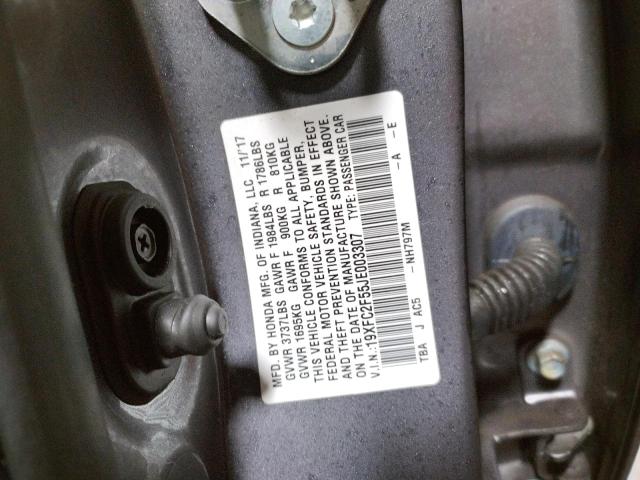 Photo 9 VIN: 19XFC2F55JE003307 - HONDA CIVIC LX 