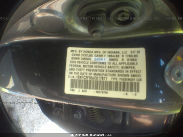 Photo 8 VIN: 19XFC2F55JE017871 - HONDA CIVIC SEDAN 