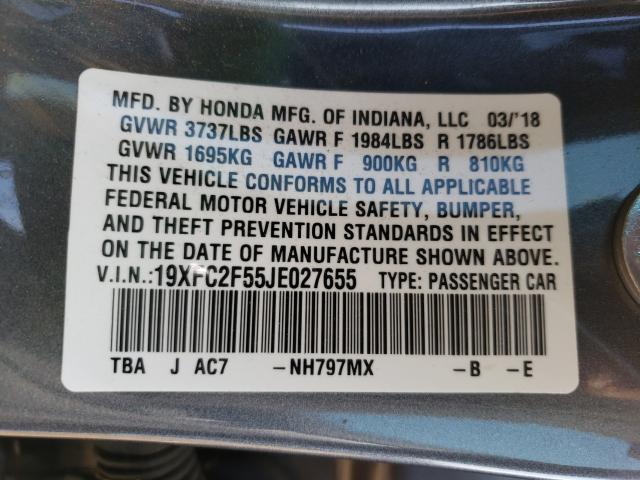 Photo 9 VIN: 19XFC2F55JE027655 - HONDA CIVIC LX 