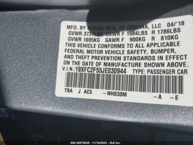 Photo 8 VIN: 19XFC2F55JE030944 - HONDA CIVIC 