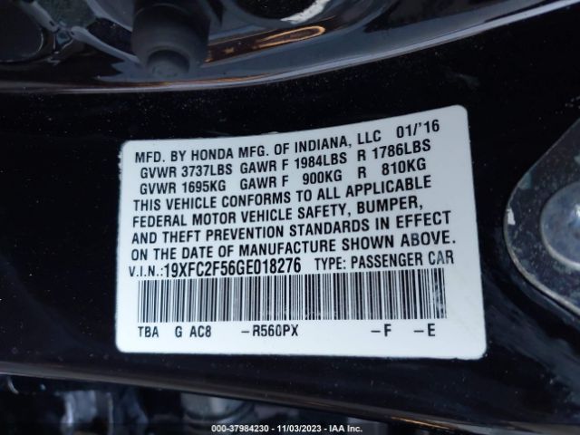 Photo 8 VIN: 19XFC2F56GE018276 - HONDA CIVIC 