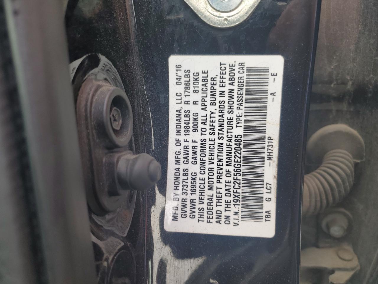 Photo 11 VIN: 19XFC2F56GE220485 - HONDA CIVIC 