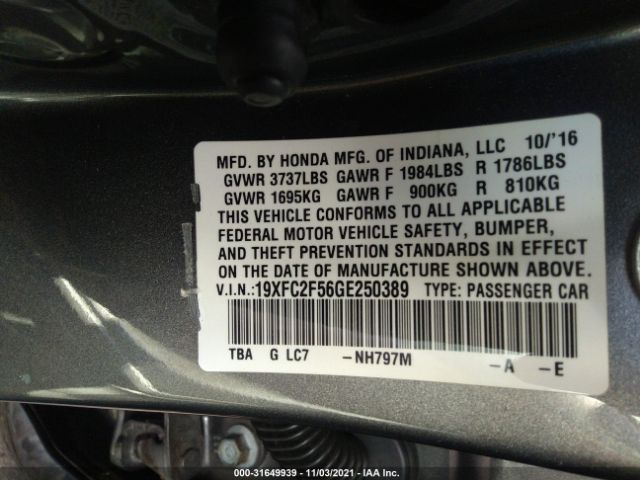 Photo 8 VIN: 19XFC2F56GE250389 - HONDA CIVIC SEDAN 