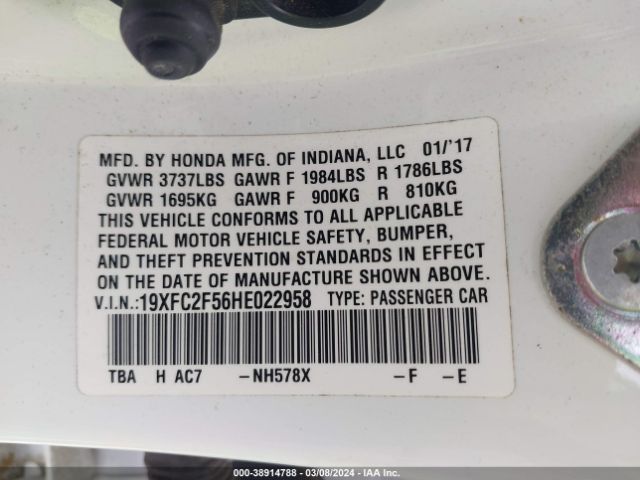 Photo 8 VIN: 19XFC2F56HE022958 - HONDA CIVIC 