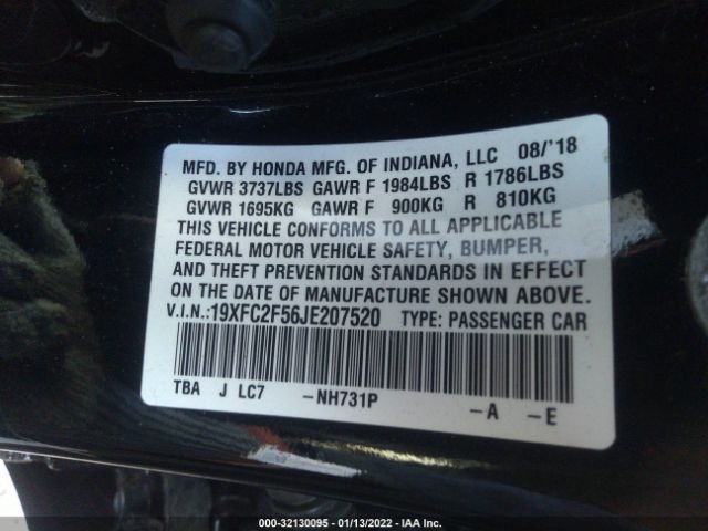 Photo 8 VIN: 19XFC2F56JE207520 - HONDA CIVIC SEDAN 