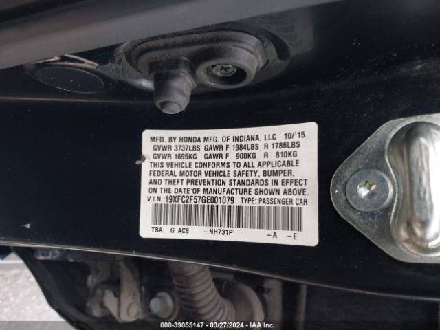 Photo 8 VIN: 19XFC2F57GE001079 - HONDA CIVIC 