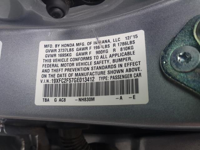 Photo 9 VIN: 19XFC2F57GE013412 - HONDA CIVIC LX 