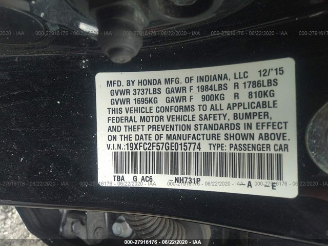 Photo 8 VIN: 19XFC2F57GE015774 - HONDA CIVIC SEDAN 