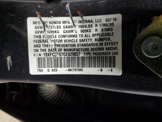 Photo 11 VIN: 19XFC2F57GE029657 - HONDA CIVIC LX 