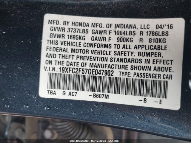 Photo 8 VIN: 19XFC2F57GE047902 - HONDA CIVIC 