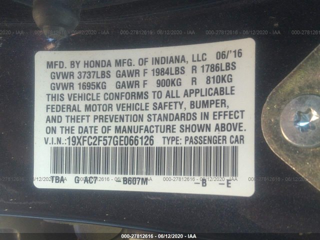 Photo 8 VIN: 19XFC2F57GE066126 - HONDA CIVIC 