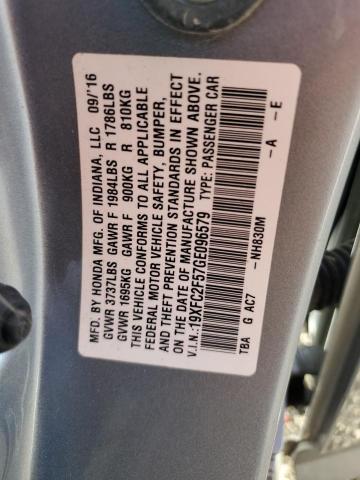 Photo 11 VIN: 19XFC2F57GE096579 - HONDA CIVIC LX 