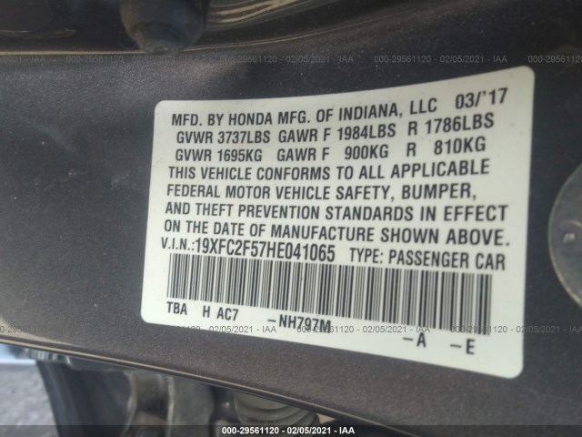 Photo 8 VIN: 19XFC2F57HE041065 - HONDA CIVIC SEDAN 