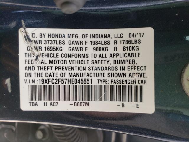 Photo 9 VIN: 19XFC2F57HE045651 - HONDA CIVIC LX 