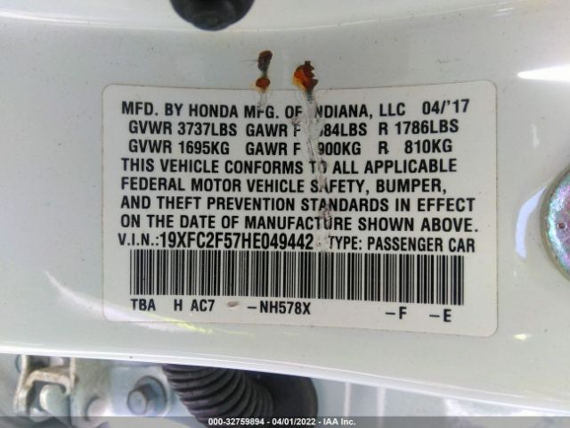 Photo 8 VIN: 19XFC2F57HE049442 - HONDA CIVIC SEDAN 