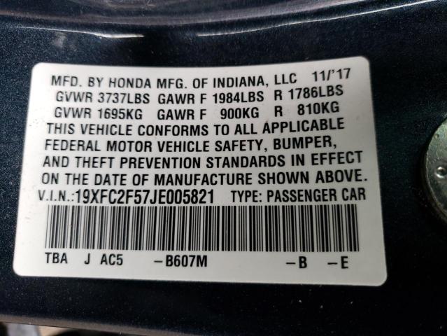 Photo 11 VIN: 19XFC2F57JE005821 - HONDA CIVIC LX 