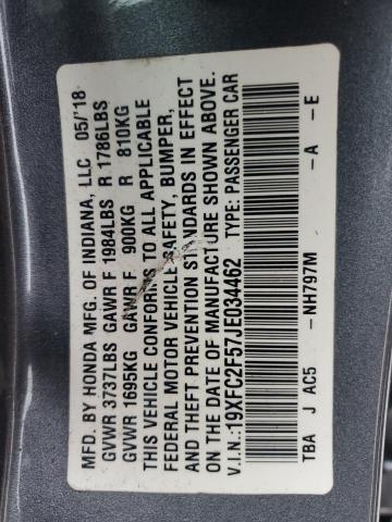 Photo 11 VIN: 19XFC2F57JE034462 - HONDA CIVIC LX 