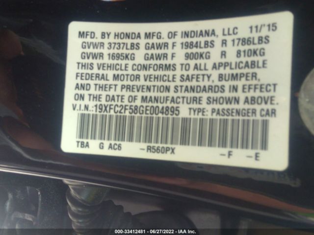 Photo 8 VIN: 19XFC2F58GE004895 - HONDA CIVIC SEDAN 