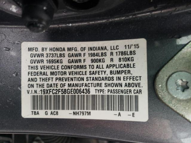 Photo 9 VIN: 19XFC2F58GE006436 - HONDA CIVIC LX 