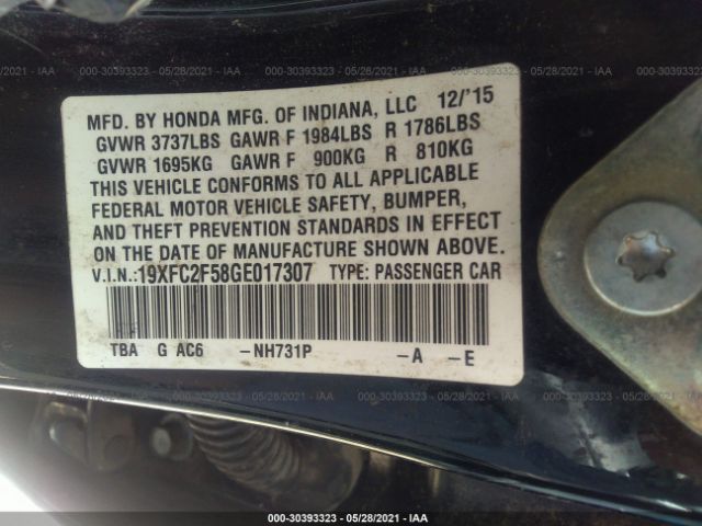 Photo 8 VIN: 19XFC2F58GE017307 - HONDA CIVIC SEDAN 