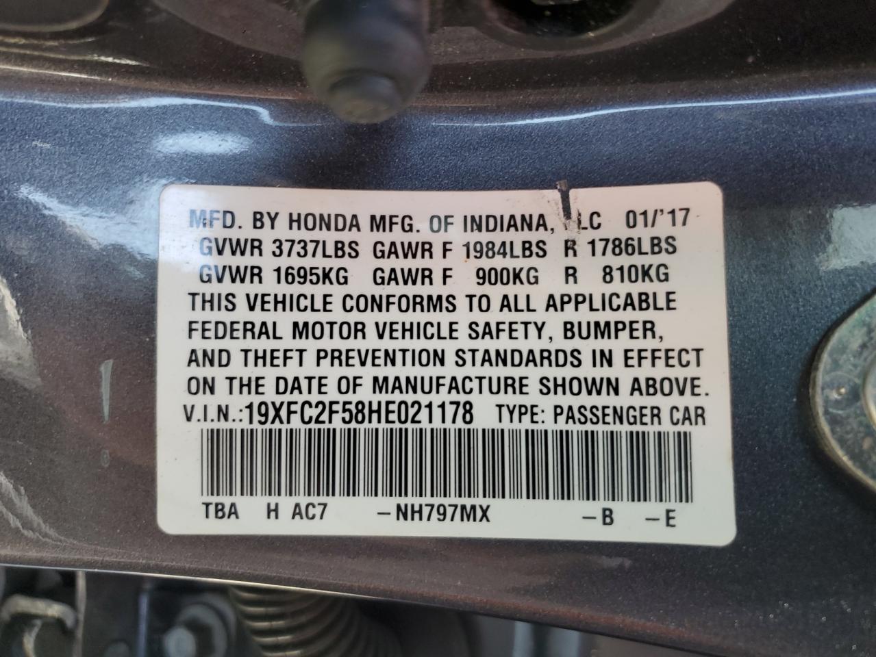 Photo 11 VIN: 19XFC2F58HE021178 - HONDA CIVIC 