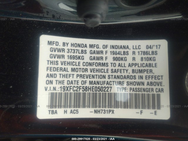 Photo 8 VIN: 19XFC2F58HE050227 - HONDA CIVIC SEDAN 