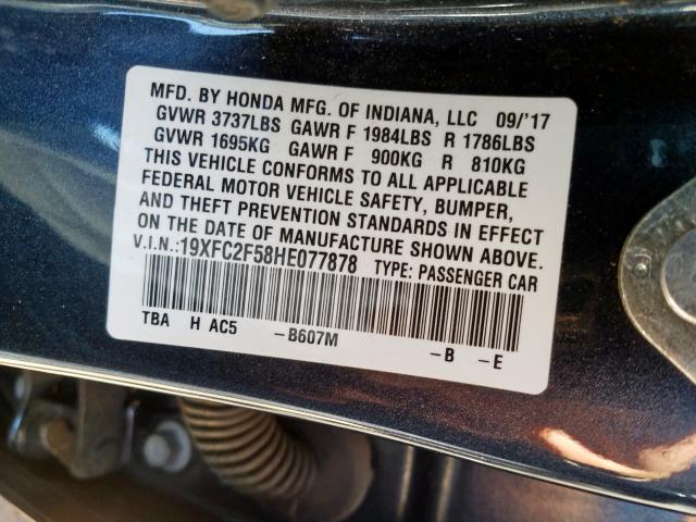 Photo 9 VIN: 19XFC2F58HE077878 - HONDA CIVIC LX 