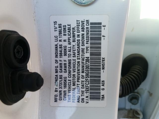 Photo 9 VIN: 19XFC2F59GE007384 - HONDA CIVIC LX 