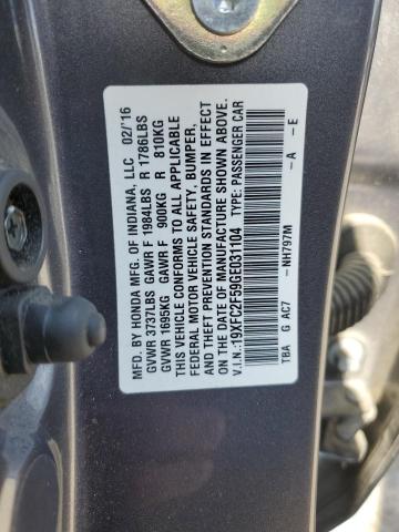 Photo 12 VIN: 19XFC2F59GE031104 - HONDA CIVIC LX 