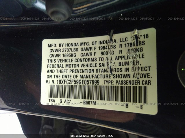 Photo 8 VIN: 19XFC2F59GE057699 - HONDA CIVIC SEDAN 