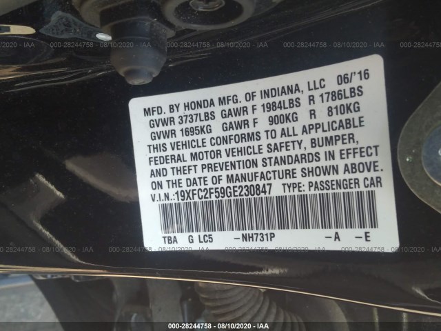 Photo 8 VIN: 19XFC2F59GE230847 - HONDA CIVIC SEDAN 