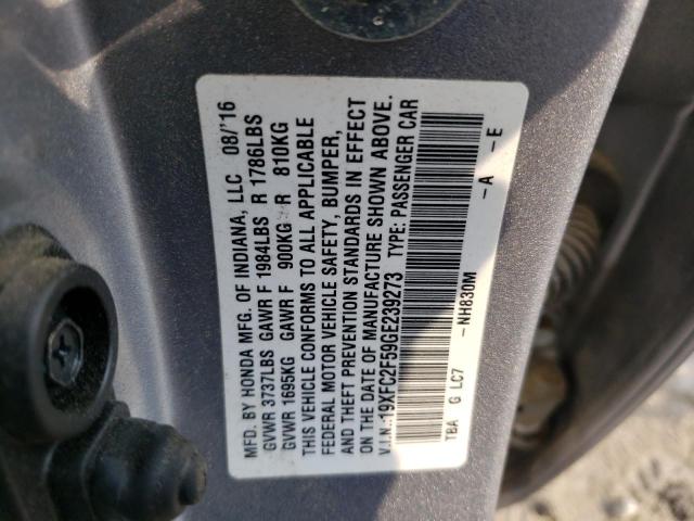 Photo 11 VIN: 19XFC2F59GE239273 - HONDA CIVIC LX 